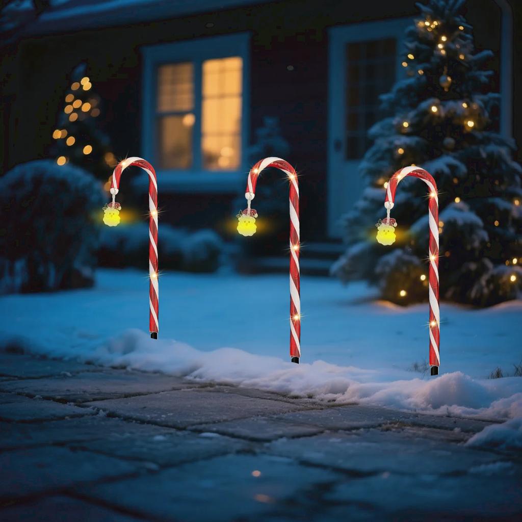 Solar-Powered LED Candy Cane Lights - Indoor And Outdoor Holiday Decor For Gardens, Paths, And Christmas Decorations