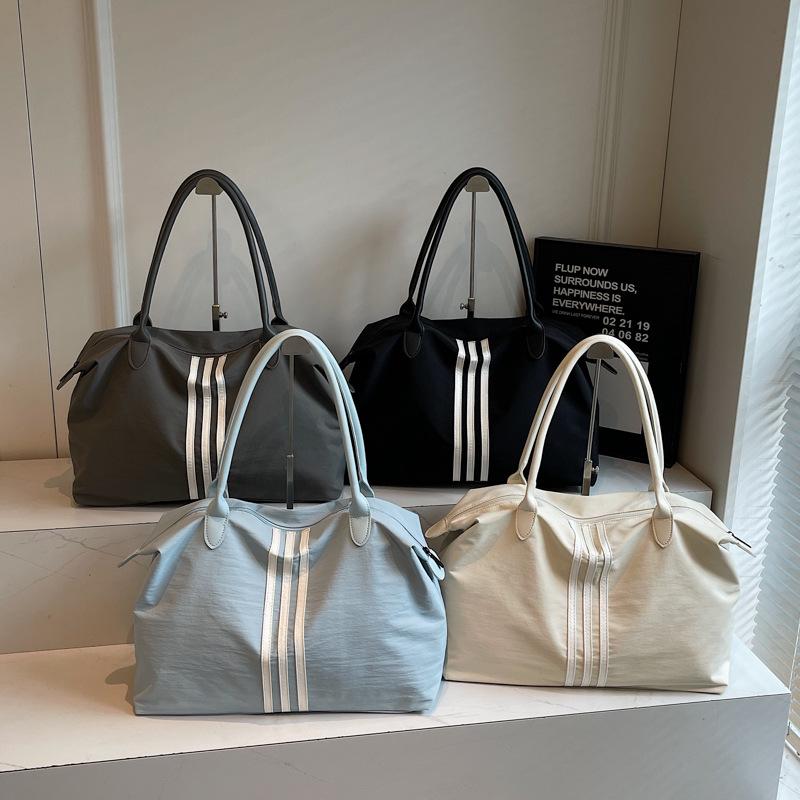 2025 Women's Sporty Korean Striped Minimalist Tote Bag - Large Capacity, Versatile for Travel & Casual Use