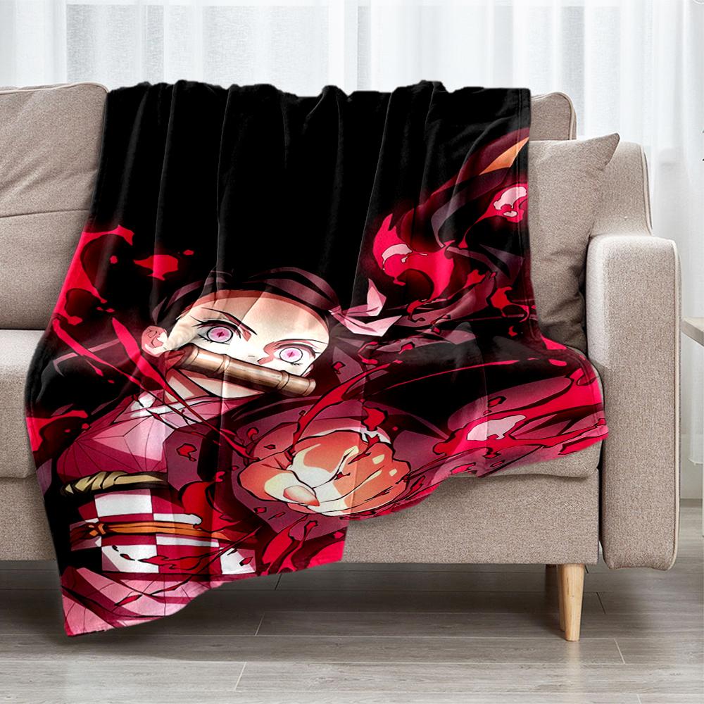 Demon Slayer Theme Printed Blanket - Perfect for Couch, Bed, Travel & Outdoor Use | Machine Washable, Cozy & Durable.