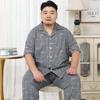 Mei Ji Yun Men's Cotton Lapel Pajama Set - Short Sleeve, Long Pants, Plus Size