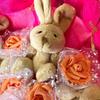 Q-FLA Rabbit Bouquet B Brown Flower Bouquet Gift Plush Toy B-60