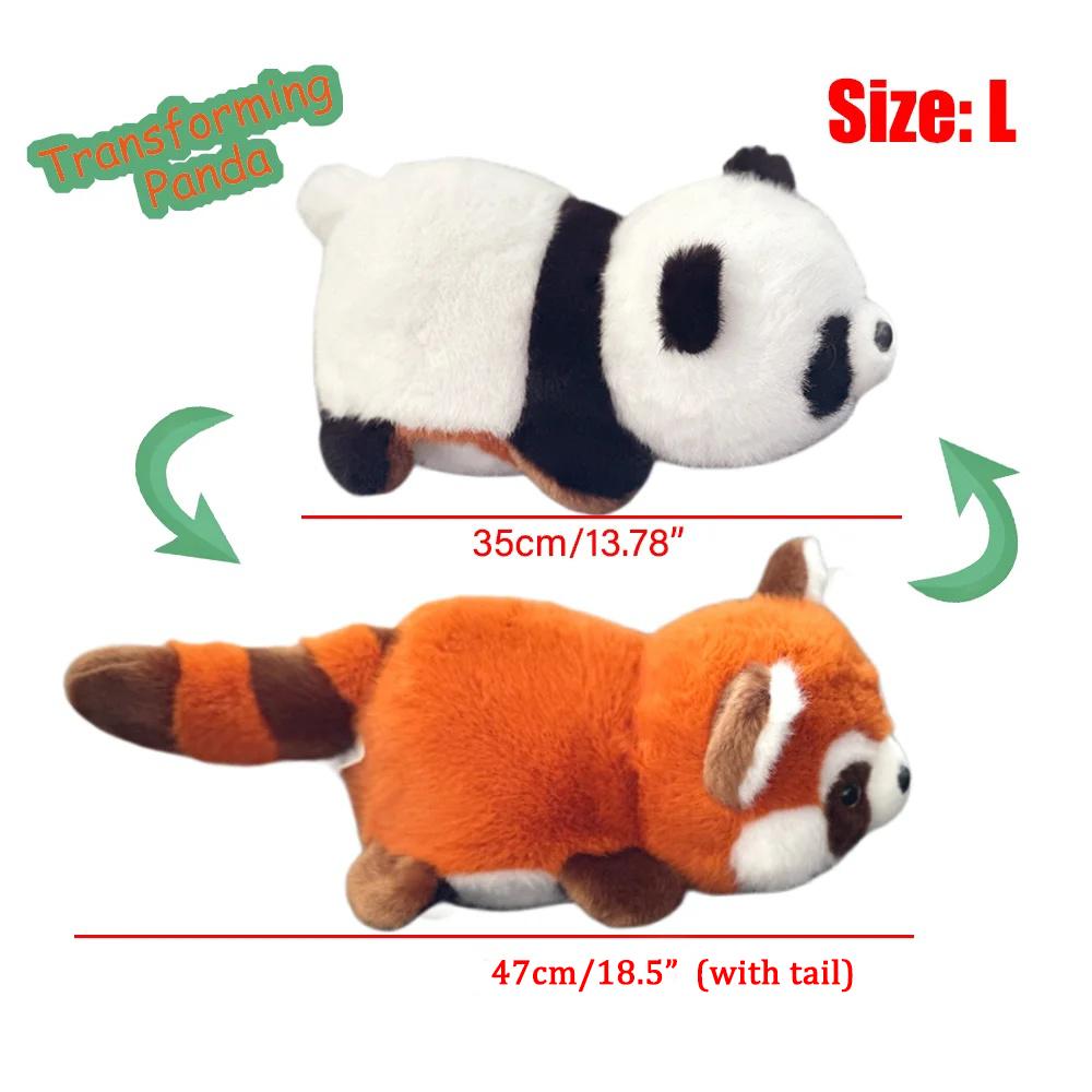 TreasuringU Double-Sided Flip Panda Toy Red Panda Transform Plush Doll 2-in-1 Raccoon Flip Change Transform Panda Pillow Gift