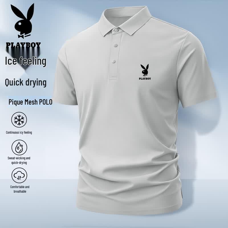 

PLAYBOY Men s 2026 Summer Ice Silk Short Sleeve Polo Shirt L (175)