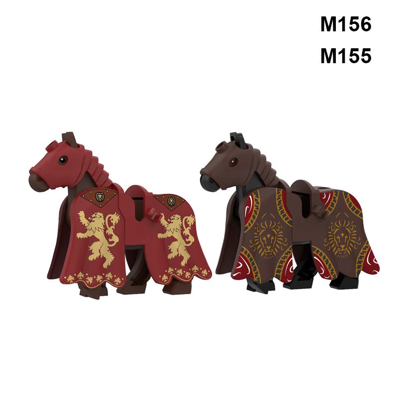 Military Building Blocks Medieval Solider Knights Equipments Mount War-Horse Wolf Flag Vests Shields Fiery Dragon Mini Brick Toy