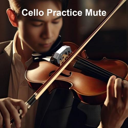 Xtahdge Cello Practice Mute, Metal Silencer, Replacement Part for Cello Musical Instruments, Perfect for Late-Night Cello Practice, Silver