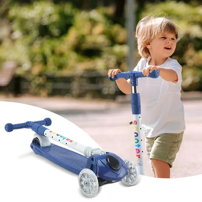 Children'S Scooter 3 In 1 Baby Scooter Can Slide Stand And Flash 3 Wheels Foldable Micro Scooter Boys And Girls 2-6 Years Old