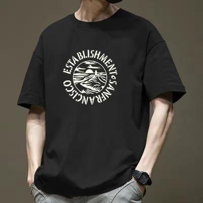 Bedruckte T-Shirts Kurzärmelig Studenten Freizeit Trendy Herren T-Shirt Herren Top Sommer Neu Rundhals