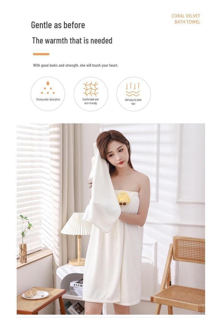Women's Wearable Quick-Dry Absorbent Bathrobe Towel for Home Use