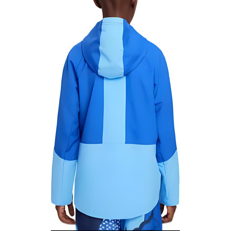 Nike Printed Logo Hooded Zip-Up Long Sleeve Jacket Kids Jackets Blue DO7095-480