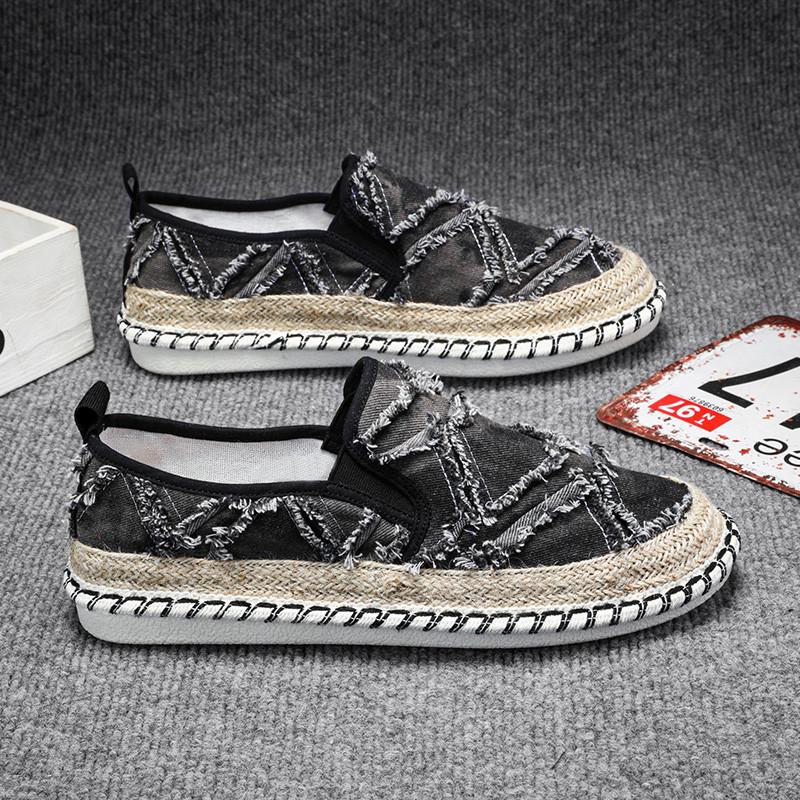 Módní letní lněné mokasíny pánské klasické nazouvací ležérní boty pánské espadrilky plátěné ploché boty pánské prodyšná řidičská obuv pánská