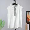 Men Summer Vest Hooded Drawstring Solid Color Loose Pullover Sports Soft Sleeveless Summer Tank Top Male Clothes