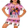 New T-shirt Set for Girls' Summer Clothing with Printed Design, Cartoon Fashion, Comfortable Children's Set