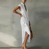 Ladies' Fashionable And Casual Cotton Linen Sleeveless Loose V-neck Dress
