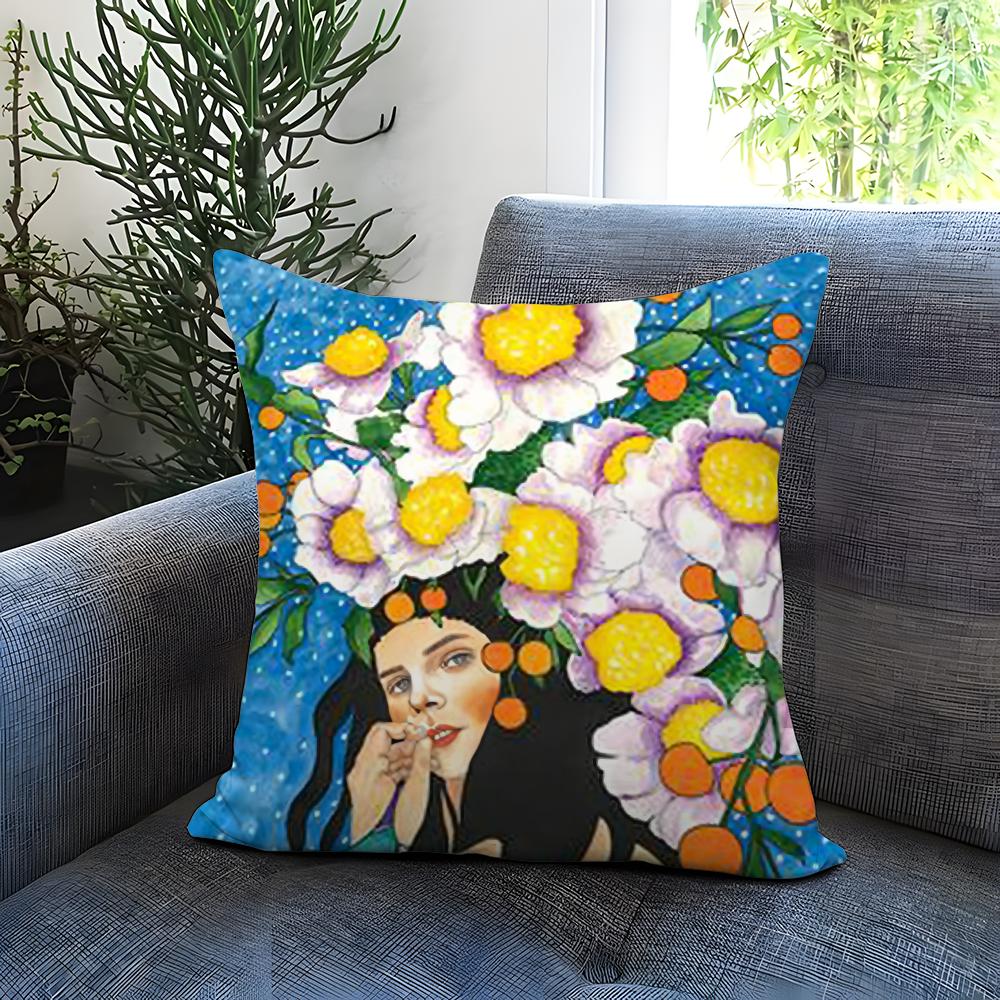 Hot V-VVintage Oil Painting Cushion Cover Comfortable Reversible Pillow Cover Ideal for Car Sofa Bedroom & Beyond