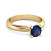 Blue Sapphire Round Solitaire Ring - 925 Sterling Silver Gold Vermeil