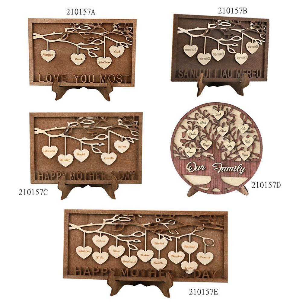 Family Sign Ornament Carved Wooden Sign Christmas Gift For Living Room Desktop Decoration