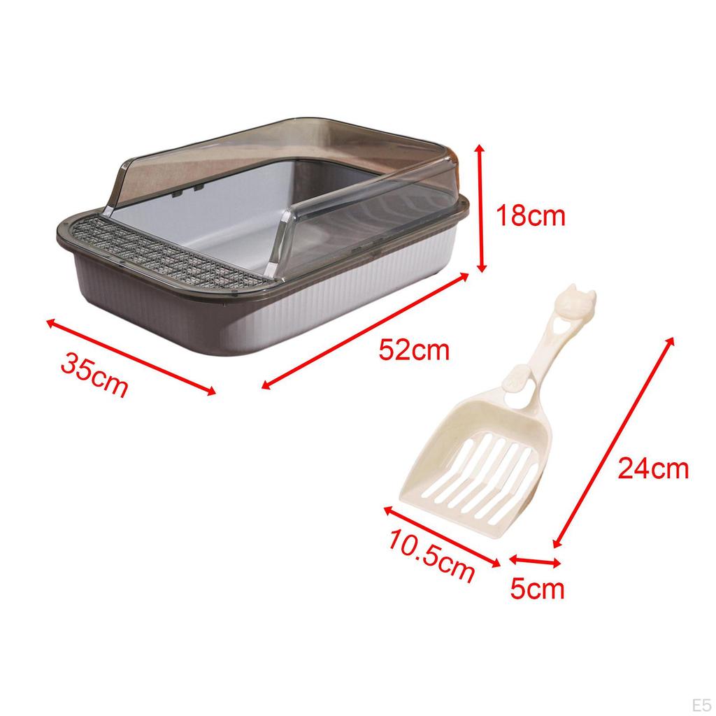 Cat Litter Box Kitten Pan Large Semi Enclosed Sandbox with High Side Durable Open Top Pet
