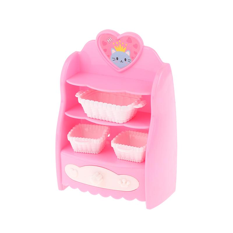 1:6 Dollhouse Miniature Kitchen Storage Cabinet W/Basket Cupboard Model Home Decor Toy Doll House Accessories