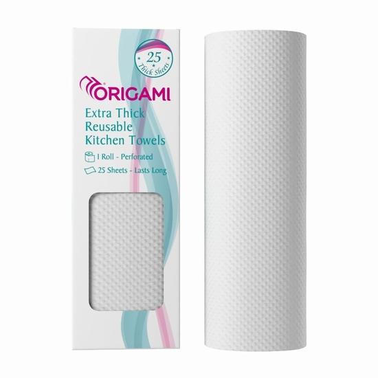 

Origami Reusable Kitchen Towel Roll – 25 Sheets, Washable up to 2,500 Times |Hygienic Non‑Woven Dish Cloth Alternative for Cleaning Tough Stains