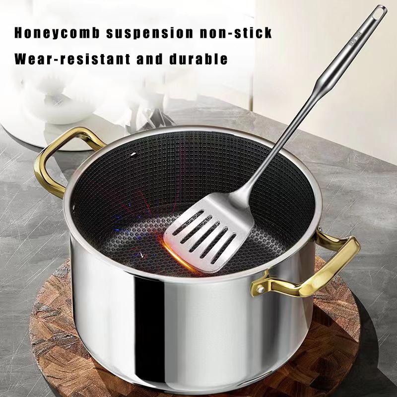 Steel Soup Pot Honeycomb Non-Stick Pot With Lid Household Pot Induction Cooker Gas Stove Universal Frying Pan 304 Stainless