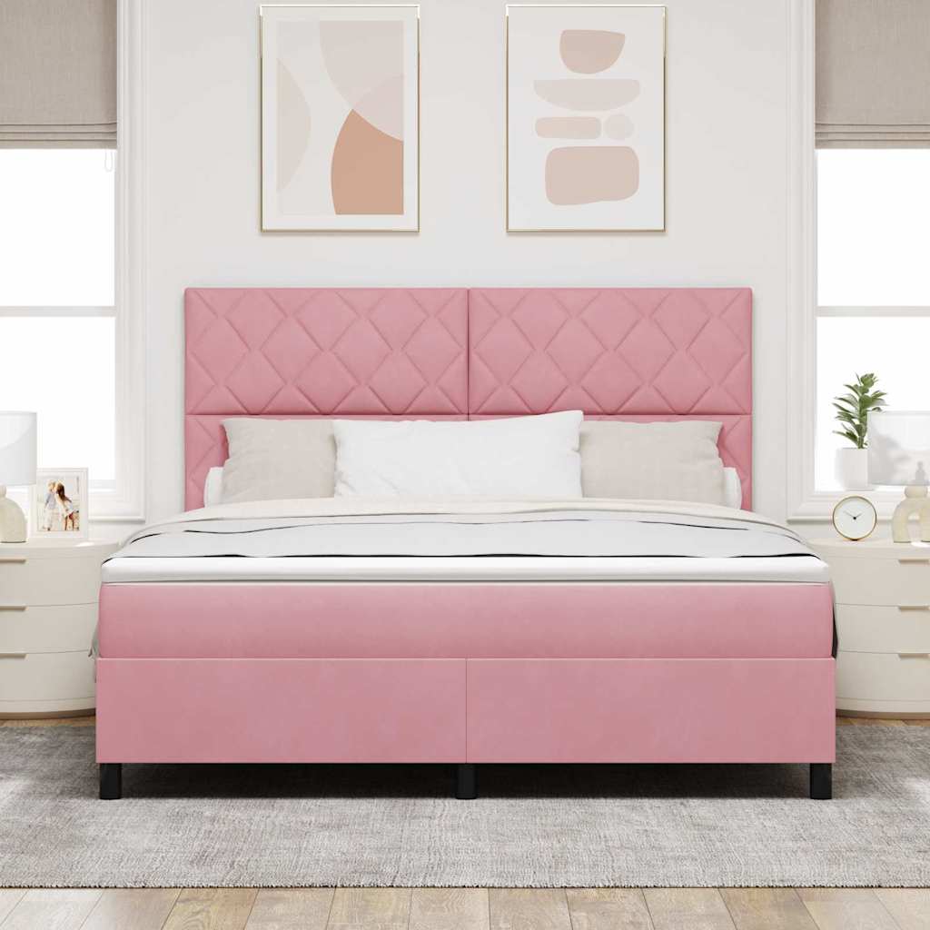 Box Spring Bed with Headboard Pink 180 X 200 Cm Velvet