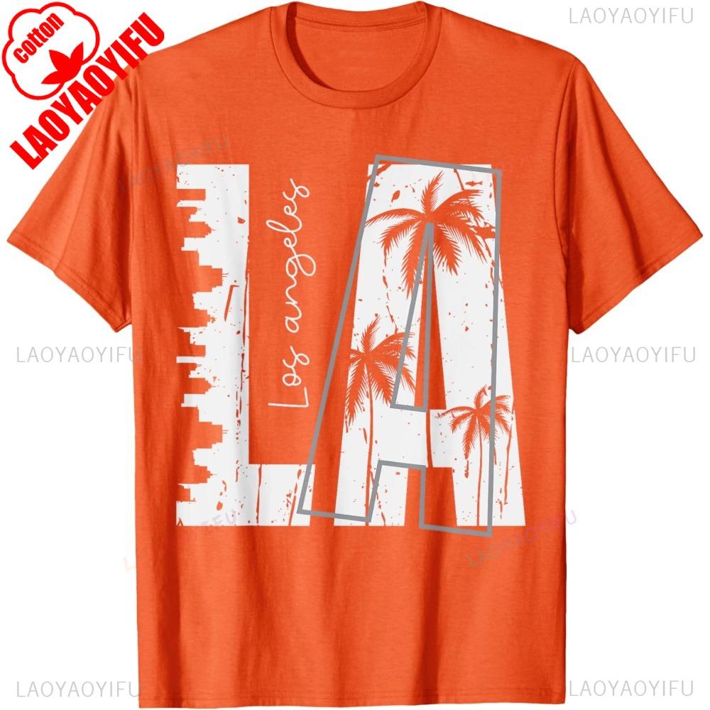 Los Angeles TShirt Cities and Palm Trees Creative Silhouette Tshirt Fashionable Street Wear Shirt Men Women Cotton Tee Tops