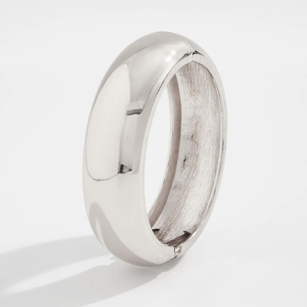 Exaggerated Heavy Industry Design Sense Metal Smooth Bracelet, Geometric Personality Wide Bracelet Braclet