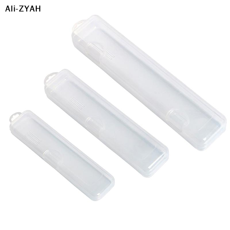 Portable Makeup Brush Organizer Eyebrow Pencil Tableware Chopsticks Transparent With Cover Storage Box Kitchen Accessories