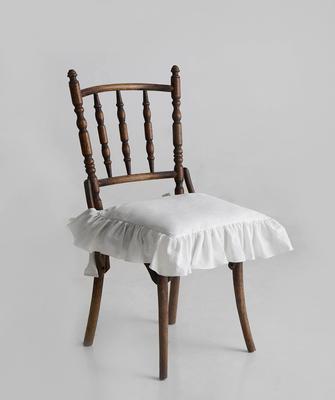 Stuhlkissenbezug mit Rüschen, 100 % Baumwolle, Boho-Stuhlpolster-Schonbezug, geeignet für Wohnzimmer-Esszimmerstuhlpolster, stilvolle Sitz- und Rückenpolster