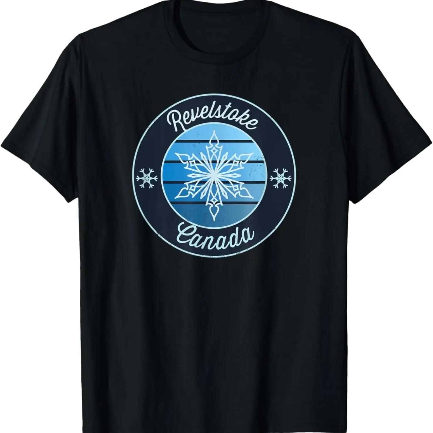 Revelstoke Canada British Colombia Ski Souvenir Snow Graphic T-Shirt S