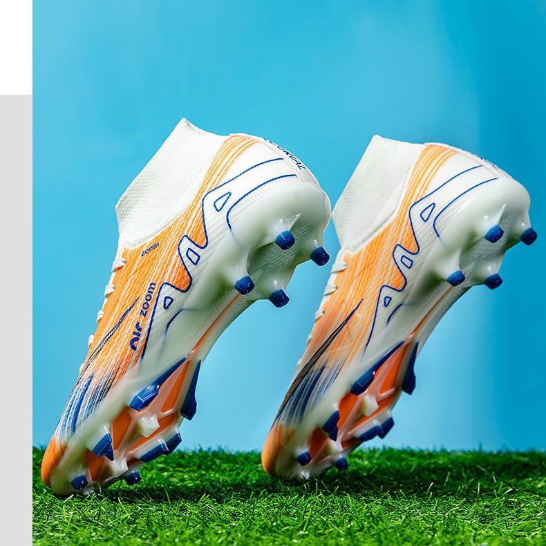 High-top men's and women's football shoes Adult adolescent students Artificial grass broken nails spikes Sports training shoes