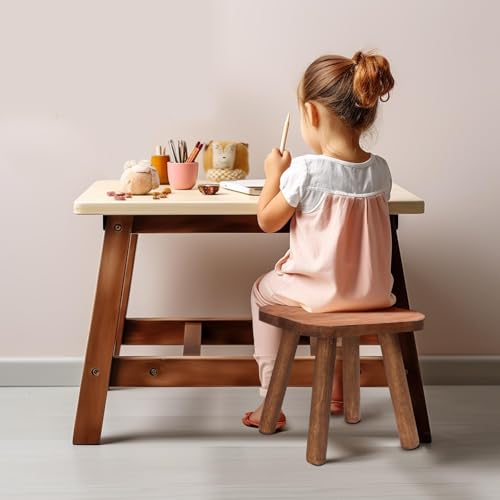 Pinyunxuan Small Wooden Children's Chair, Sensory Desk with Hand-Held Non-Slip Handle, Portable Square Bathroom Furniture Decoration, Size: 24cm*24cm*