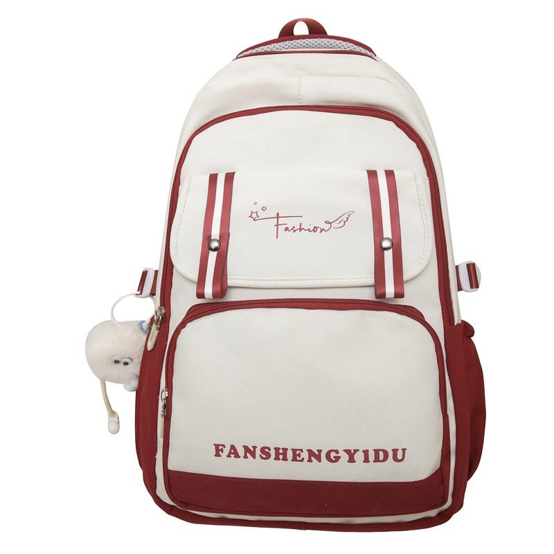 Schoolbag Korean large-capacity student backpack junior high school students contrasting colors niche design trend casual versatile schoolbag women