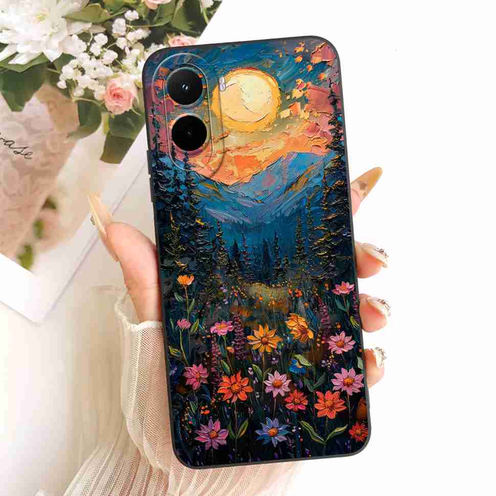 Silicone Case For Xiaomi Poco M7 4G Case Cute Cat Flowers Soft Slim Phone Cases For Xiaomi Poco M7 PocoM7 4G Cover Bumper
