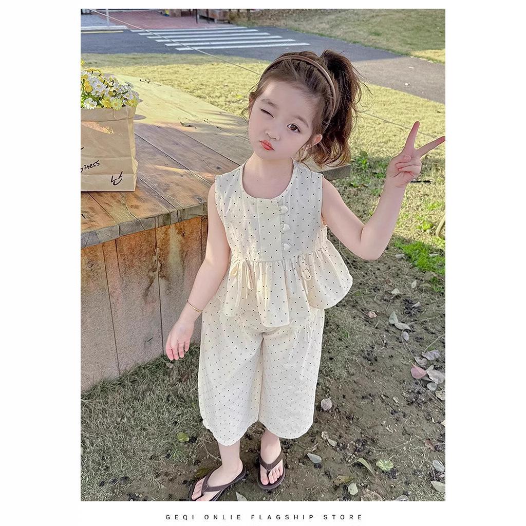 Girls' Floral Summer Set 2025: Casual Top & Loose Long Pants
