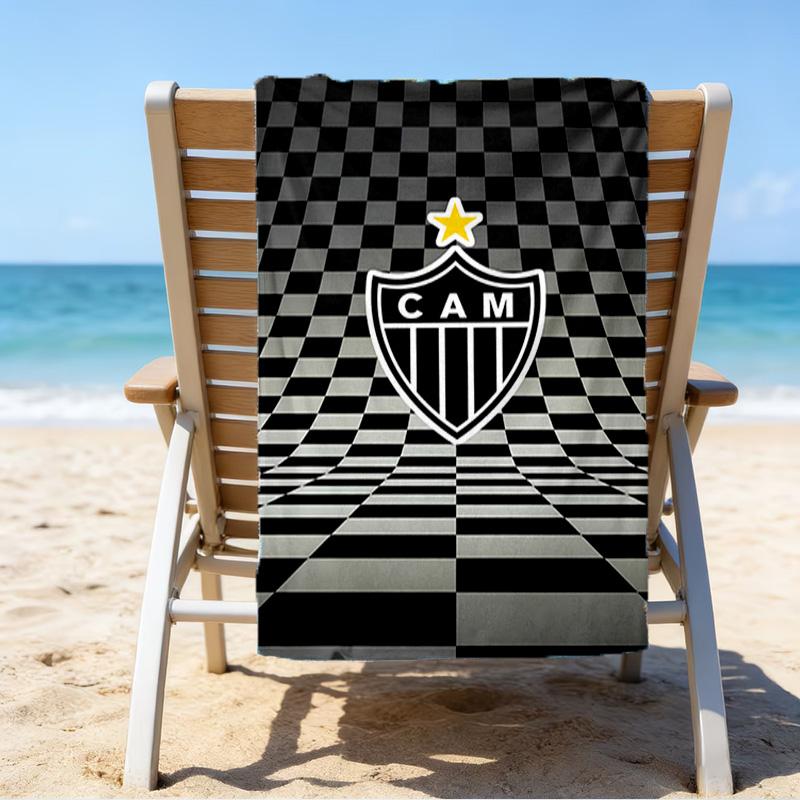 Black And White Stripes With Shield Printed Beach Towel, Super Soft Microfiber, Perfect Gift Birthday, for Pool, Beach, Travel, for family and friend