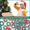 24Pcs Mini Christmas Wreath Artificial Dollhouse Decoration Miniature Christmas Wreath Christmas Tree Hanging Ornaments Christmas Decorations