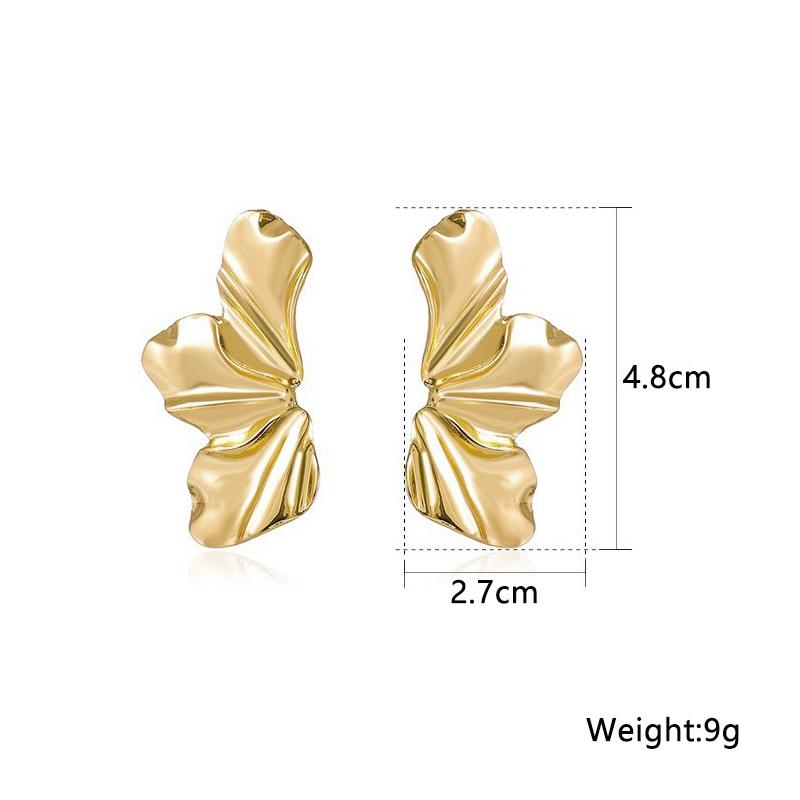Gold Color Irregular Metal Dangle Earrings for Women Uneven Folded Female Unusual Earrings New Punk Personality Jewelry