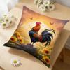 Rooster Sunflower Cushion Cover Multicolor Sunrise Print Living Room Sofa Bed Decor Soft Breathable