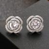 Elegant Korean Rhinestone & Black Crystal Stud Earrings, S925 Sterling Silver