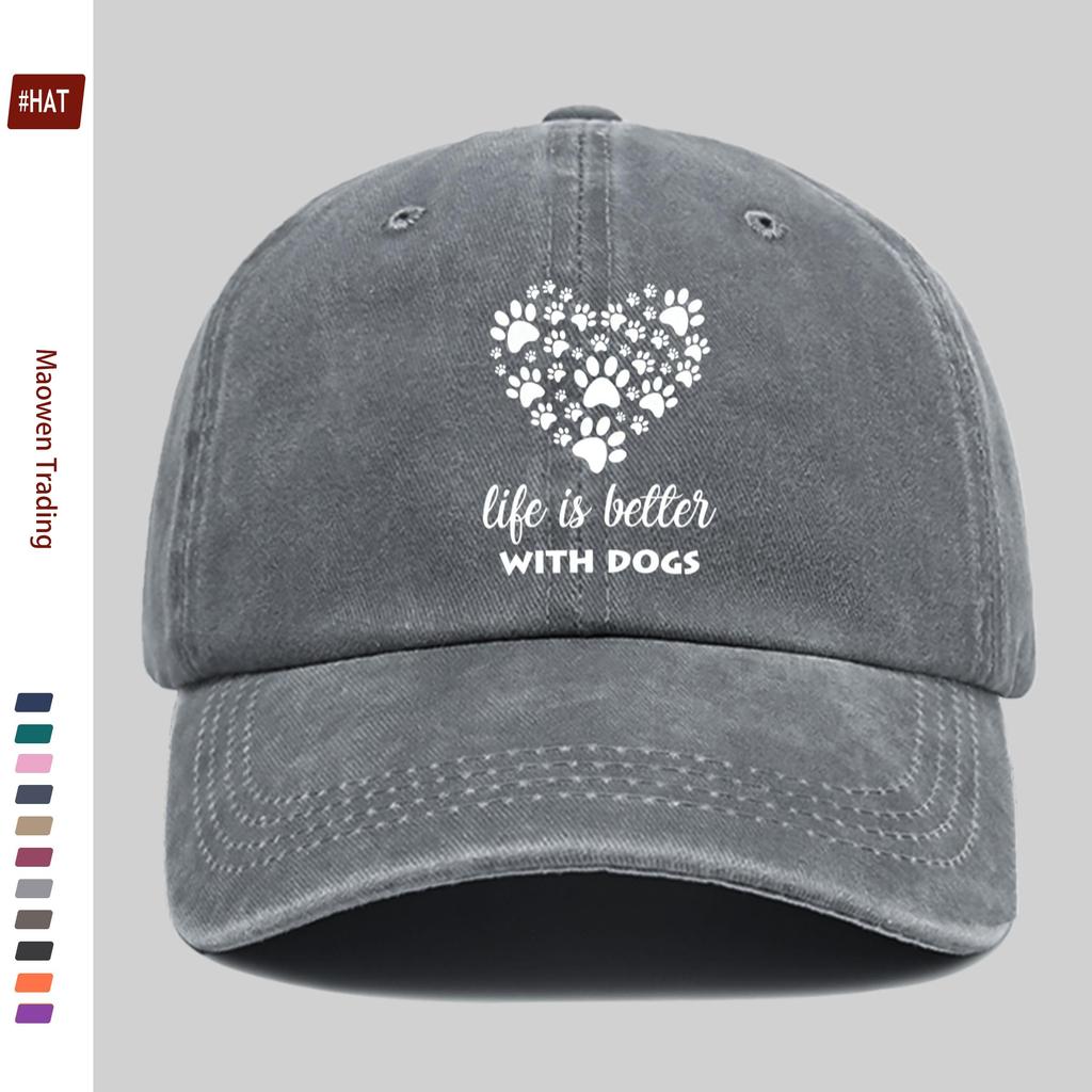 pc HeartShaped Paw Print Dog Lover Pattern Printed Baseball Cap Casual Decorative Design Sun Hat Comfortable And Lightweight