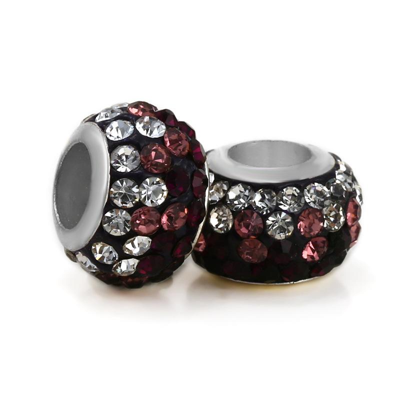 Silver Plated Macroporous Resin Glass Beads for Charms Bracelet Necklace Keychain Women Girls Jewelry Gifts