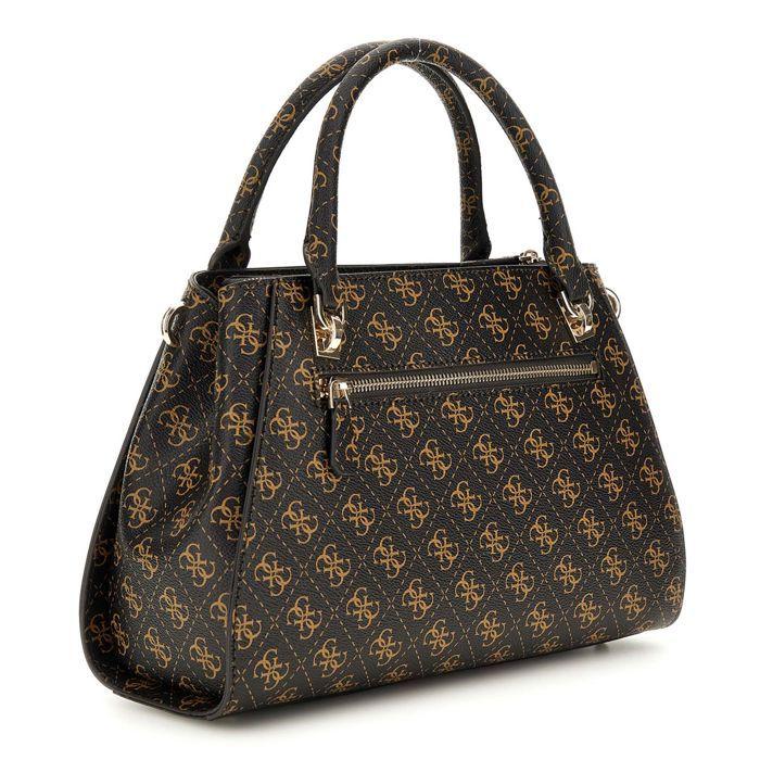 GUESS Dark Brown Light Brown Handbag for Women - Noelle II Luxury Satchel Bag Brown Logo 310948