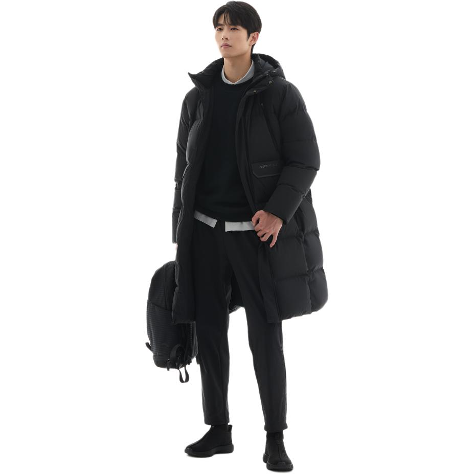 Anta Men s Long Hooded Warm Down Jacket Black Men 952447920-3 3XL