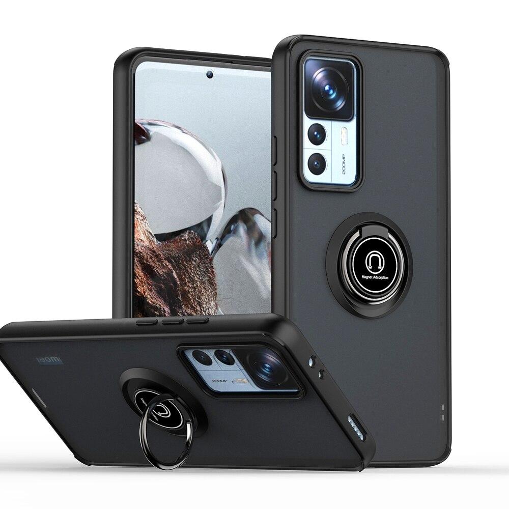 KEYSION Módní matné pouzdro pro Xiaomi 12T Pro 5G 11T Pro Transparentní nárazuvzdorný prstencový stojánek Zadní kryt telefonu pro Redmi K50 Ultra