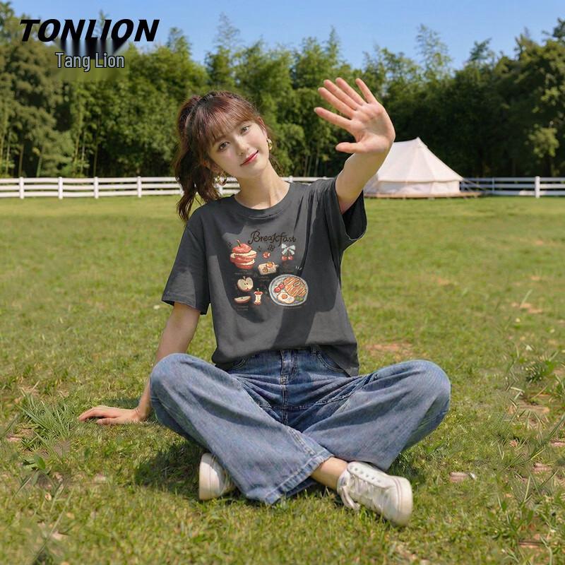 TonLion Women s Loose Fit Pure Cotton Printed T-shirt S
