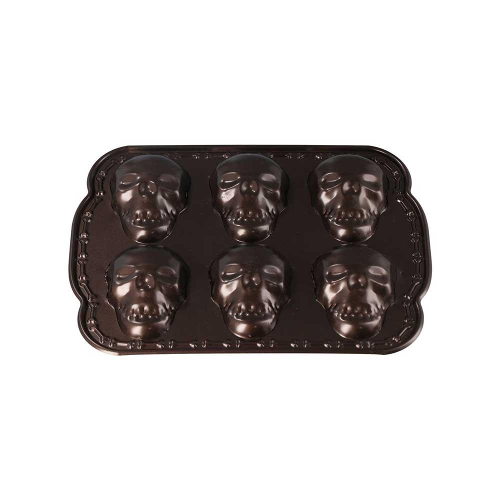 6 Grids Skull Baking Cake Mold Metal Baking Pan Halloween Decor Halloween Skull Cake Pan  Homemade
