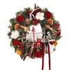 Artificial Christmas Wreath with Red Ornaments, Velvet, Dried and Flowers, Holiday Front Door Hanging Decor