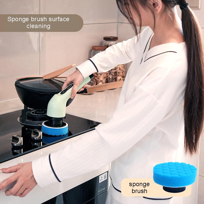 Multi Functional Electric Cleaning Brush with Automatic Rotating Telescopic Rod Wireless Hand Held Scrubbing Tool for Home