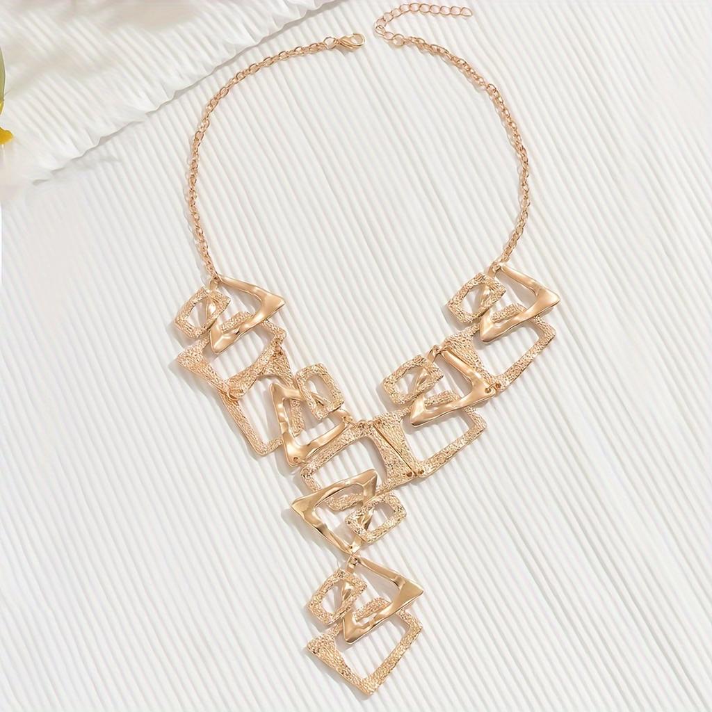 1pc Statement Style Geometric Triangle Square Shape Glossy Thumping Face Irregular Y-shaped Necklace Jewelry For Women